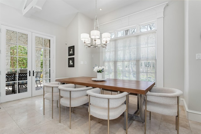 dining area with plenty of natural light and french doors