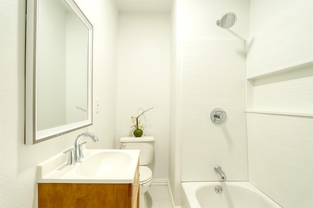 full bathroom with toilet,  shower combination, and vanity