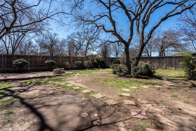 view of yard with a fenced backyard