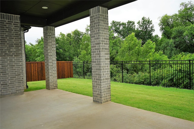 view of patio featuring a fenced backyard