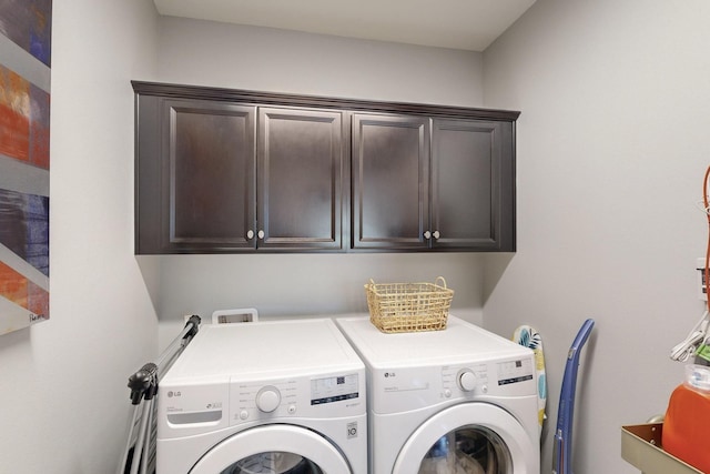 laundry room with cabinet space and independent washer and dryer