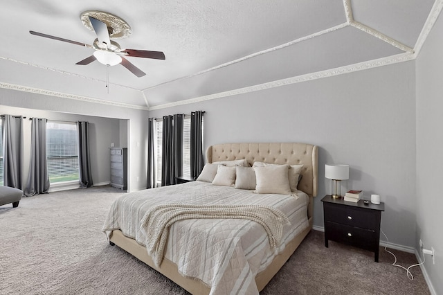 1721 Plummer Dr, Rockwall, TX 75087 - carpeted bedroom with vaulted ceiling and ceiling fan
