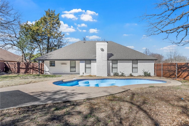 view of swimming pool with a fenced in pool, a patio area, and a fenced backyard