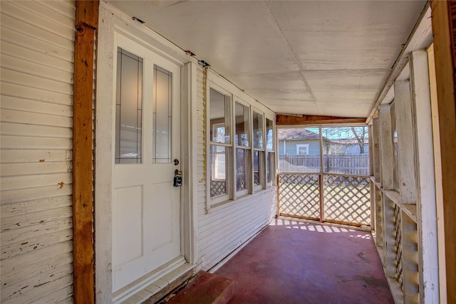 view of unfurnished sunroom