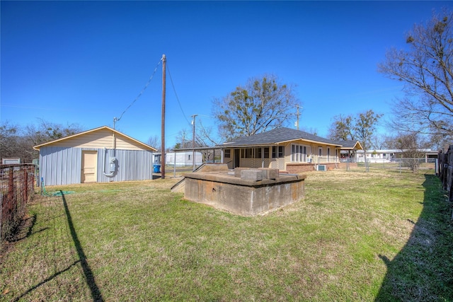 view of yard featuring a fenced backyard