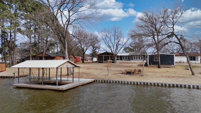 view of dock featuring a water view