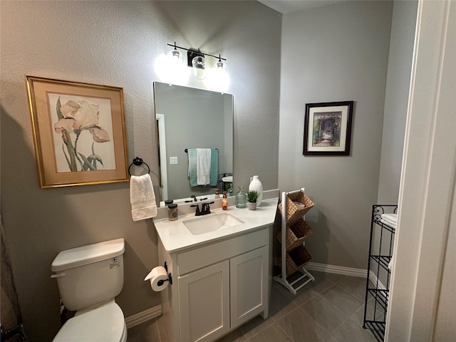 213 Stuart St, Paradise, TX 76073 - half bathroom with vanity and tile patterned flooring
