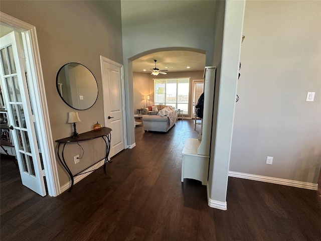 213 Stuart St, Paradise, TX 76073 - hallway with wood finished floors and arched walkways