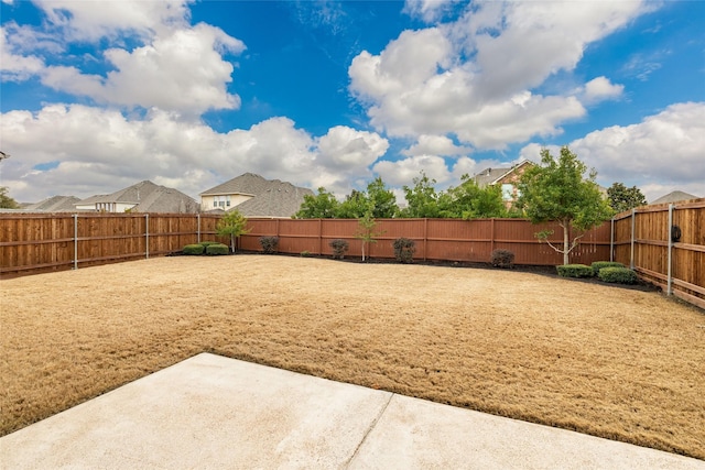 view of yard with a fenced backyard and a patio area