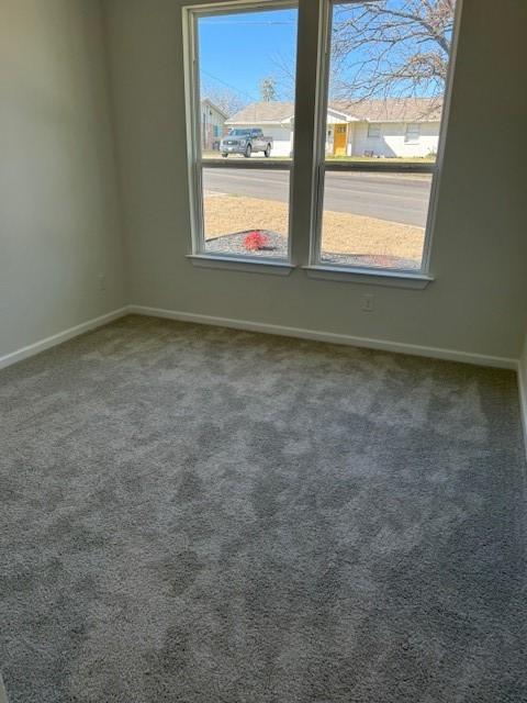 carpeted spare room with a wealth of natural light and baseboards