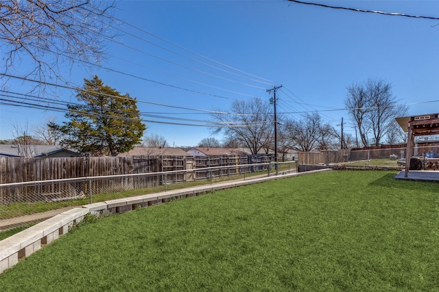 view of yard featuring a fenced backyard