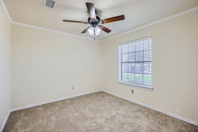 115 Spence Dr, Wylie, TX 75098 - carpeted spare room with ornamental molding, baseboards, a ceiling fan, and visible vents