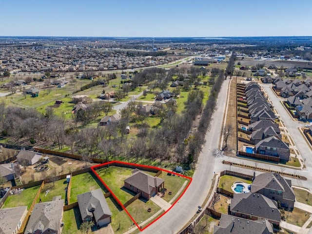 bird's eye view with a residential view