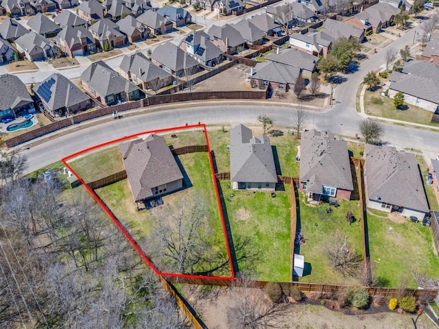 aerial view with a residential view