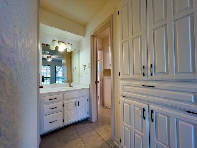 bathroom featuring vanity and tile patterned floors