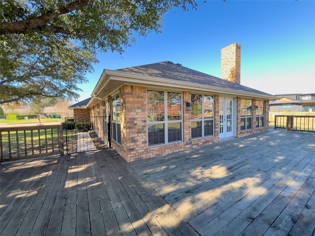 wooden deck with french doors