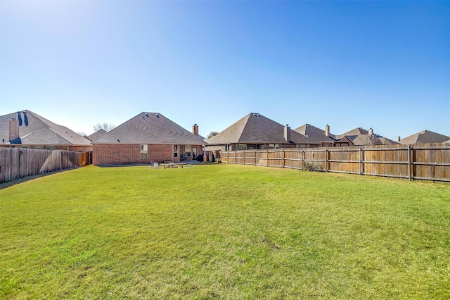 view of yard with a fenced backyard