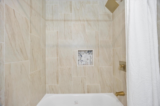 full bath with shower / bath combination with curtain