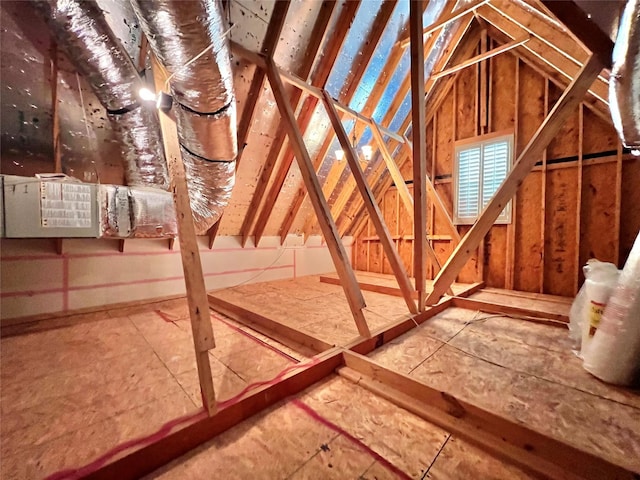 view of unfinished attic