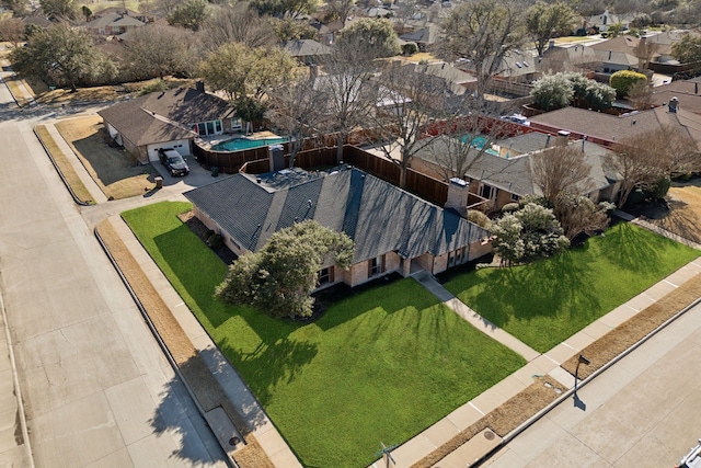 bird's eye view with a residential view