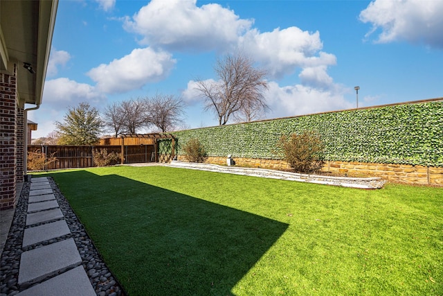 view of yard featuring a fenced backyard