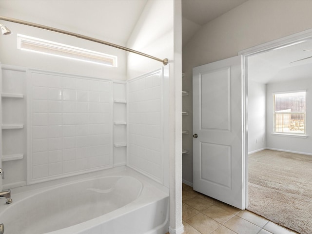 full bathroom featuring tub / shower combination and tile patterned flooring