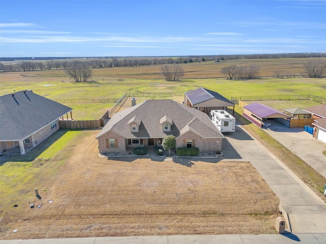 aerial view featuring a rural view