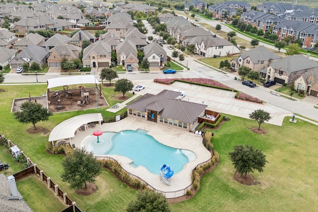 bird's eye view with a residential view