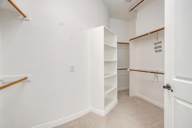 spacious closet with light carpet