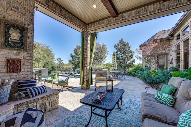 140 Manor Dr, Heath, TX 75032 - view of patio / terrace with outdoor dining space, an outdoor hangout area, and an outdoor pool