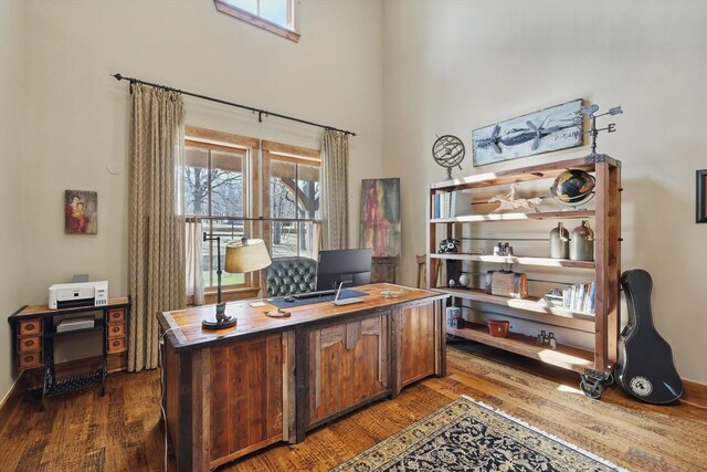 133 E Bozeman Ln, Fort Worth, TX 76108 - office with wood finished floors, plenty of natural light, a towering ceiling, and baseboards