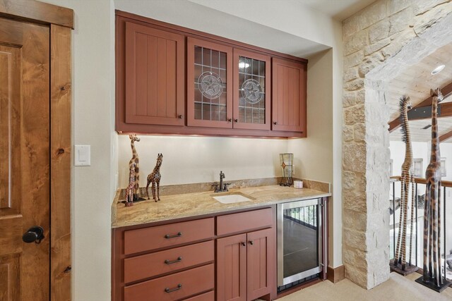 133 E Bozeman Ln, Fort Worth, TX 76108 - indoor wet bar with wine cooler