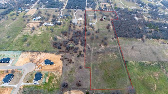 bird's eye view featuring a rural view