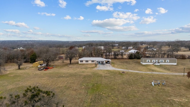 aerial view featuring a rural view