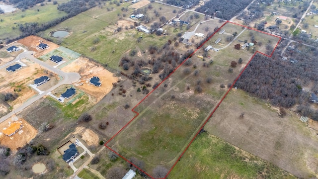 aerial view with a rural view