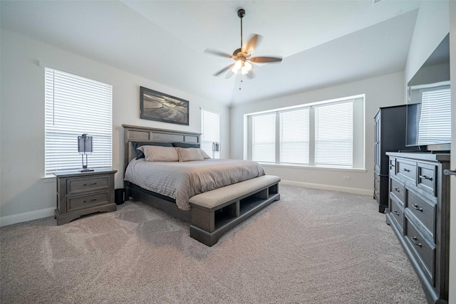 4130 Lagoon Pl, Royse City, TX 75189 - bedroom featuring baseboards, multiple windows, light carpet, and vaulted ceiling