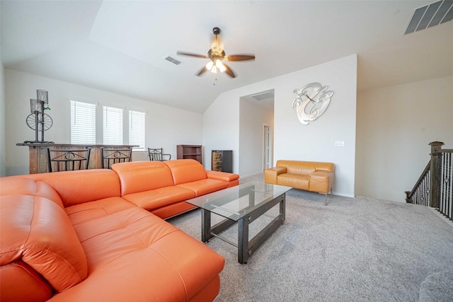 4130 Lagoon Pl, Royse City, TX 75189 - carpeted living room with a ceiling fan and lofted ceiling