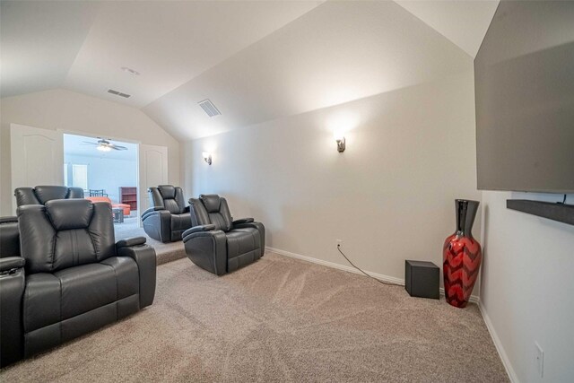 4130 Lagoon Pl, Royse City, TX 75189 - cinema featuring lofted ceiling, carpet, and baseboards