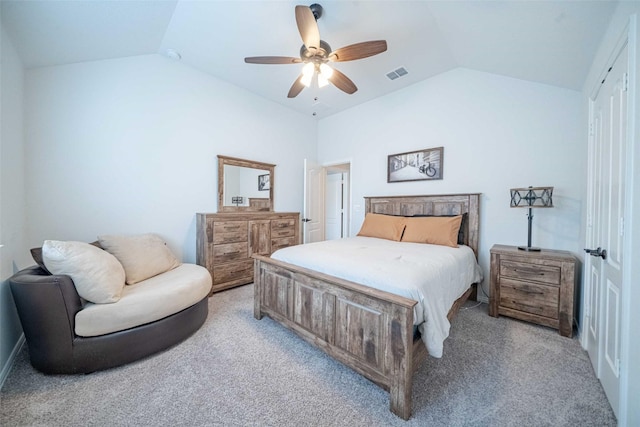 4130 Lagoon Pl, Royse City, TX 75189 - bedroom featuring lofted ceiling, light colored carpet, and ceiling fan