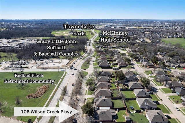 drone / aerial view featuring a residential view