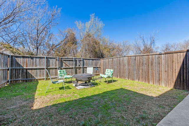 view of yard featuring a fenced backyard