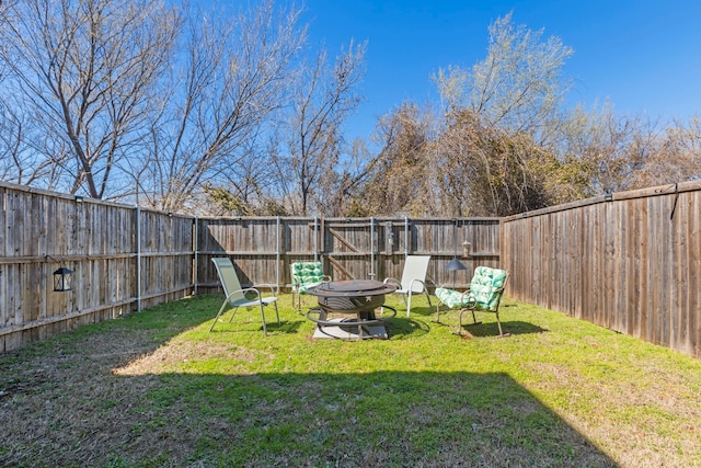 view of yard featuring a fenced backyard