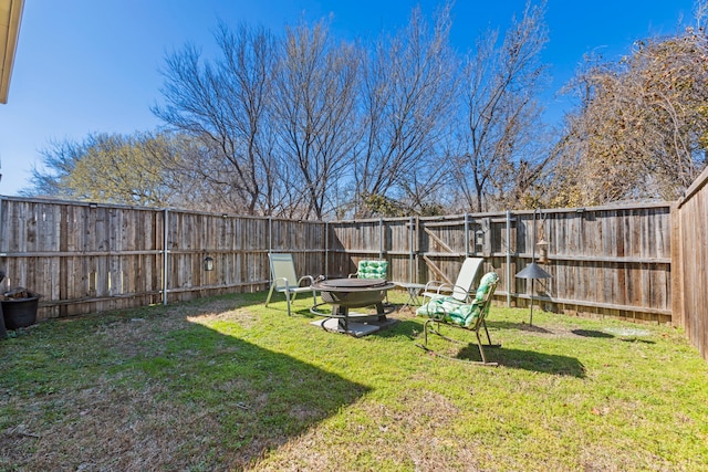 view of yard with a fenced backyard