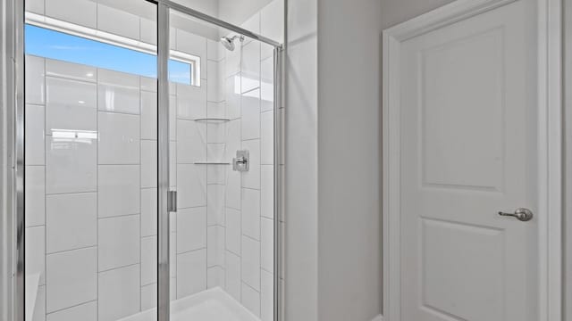 bathroom featuring a shower stall