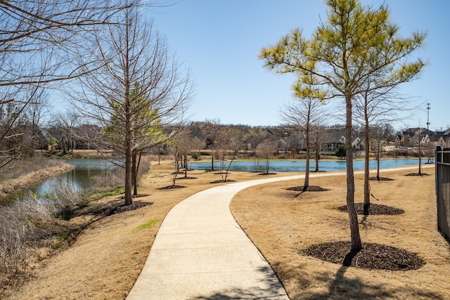 view of property's community with a water view