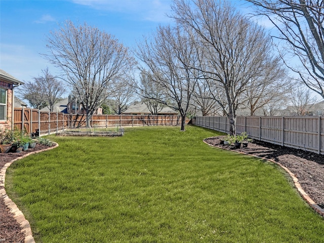 view of yard featuring a fenced backyard