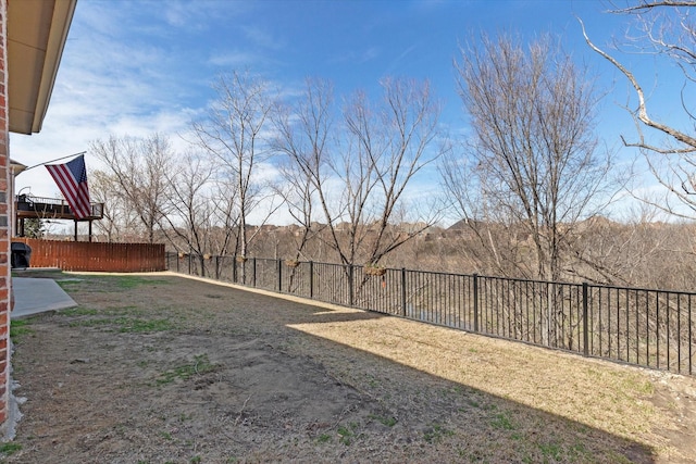 view of yard featuring fence