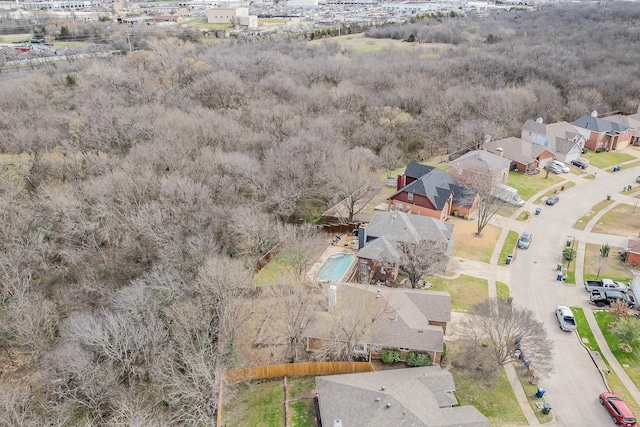 birds eye view of property with a residential view