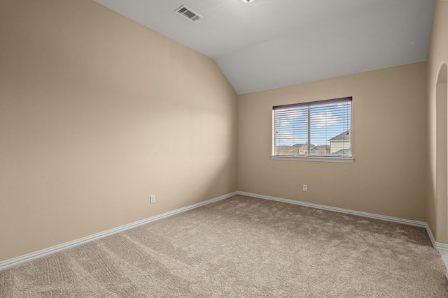 3054 Oakwood Dr, Celina, TX 75009 - empty room with baseboards, lofted ceiling, visible vents, and carpet floors