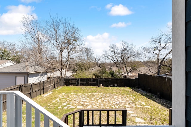 view of yard featuring a fenced backyard